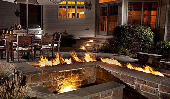 hardscape outdoor fireplace design_Tribal Waters