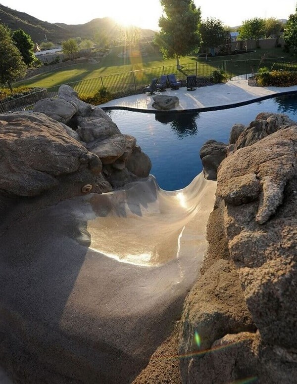 custom pool with built in slide