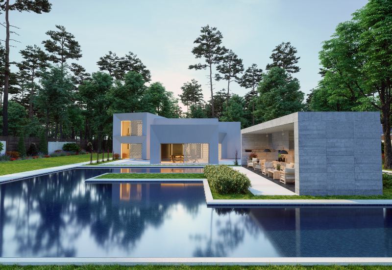 Modern luxury home with a large new backyard pool installed in Phoenix, AZ